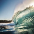 large surf breaking near a beach