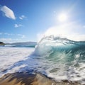 large surf breaking near a beach Royalty Free Stock Photo