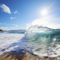 large surf breaking near a beach