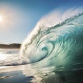 large surf breaking near a beach