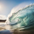 large surf breaking near a beach