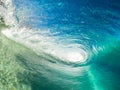 Large surfing wave in tahiti during big swell Royalty Free Stock Photo