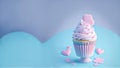 Large sweet cupcake on a light background. Generative AI.