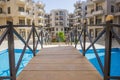 Swimming pool in a luxury tropical apartment resort