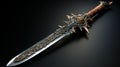 Realistic 3d Render Of A Brutal Spiked Sword In Fantasy Dungeon