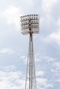 large tall high outdoor stadium spotlights on rigid frame construction Royalty Free Stock Photo