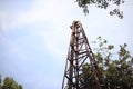 Large tall steel pillars, outdoor, sky background