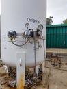 Large tank where the oxygen of a hospital is stored. Pressure indicators