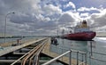 Large Tanker ,docked alongside refinery jetty ,Victoria, Australia.