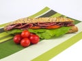 Tasty salami sub sandwich Royalty Free Stock Photo