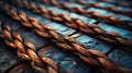 Large thick strong marine ropes for ships lie