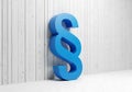 3D Blue Paragraph Symbol on White Wood Background Royalty Free Stock Photo
