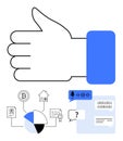 Thumbs-up Gesture with Blockchain, Analytics, and Communication Elements Royalty Free Stock Photo