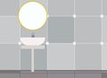 Large tile bathroom with mirror and washbasin Royalty Free Stock Photo