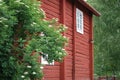 Large timbered red wall