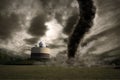 Large tornado over a meteo station Royalty Free Stock Photo