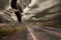 Large tornado over a road