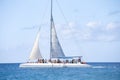Large tourist catamaran sailing in the Caribbean