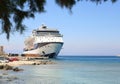 Large tourist cruise liner moored seaport sunny Royalty Free Stock Photo