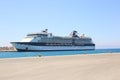 large tourist cruise liner moored seaport sunny Royalty Free Stock Photo