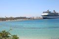 large tourist cruise liner moored seaport sunny Royalty Free Stock Photo