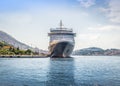 Large tourist ship in the gulf of the Adriatic sea near Dubrovnik, Croatia