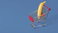 Large banana in a shopping cart