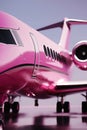 Large toy pink plane. Air travel concept. Girls\' holidays. Doll luxurious expensive lifestyle. Generative Ai