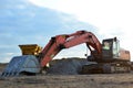 Large tracked excavator on a construction site Royalty Free Stock Photo