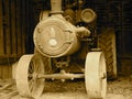 Large Tractor In Shed In Sepia Tone