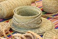 Beautiful handmade straw hat on the market stall