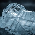 large, translucent, irregularly shaped chunk of ice with visible layers and internal fracturing Royalty Free Stock Photo