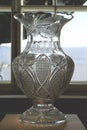 A large crystal vase.