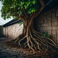 Large Tree With Exposed Roots - Ai Generated Image