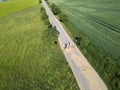 Large tree stump marking road closure before construction of new bridge bypass Royalty Free Stock Photo
