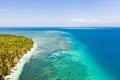 Large tropical island white sandy beach, view from above. Seascape, nature of the Philippine Islands Royalty Free Stock Photo