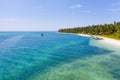 Large tropical island white sandy beach, view from above. Seascape, nature of the Philippine Islands Royalty Free Stock Photo