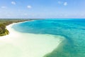 Large tropical island white sandy beach, view from above. Seascape, nature of the Philippine Islands Royalty Free Stock Photo