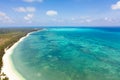 Large tropical island white sandy beach, view from above. Seascape, nature of the Philippine Islands Royalty Free Stock Photo