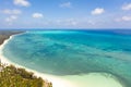 Large tropical island white sandy beach, view from above. Seascape, nature of the Philippine Islands Royalty Free Stock Photo