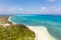 Large tropical island white sandy beach, view from above. Seascape, nature of the Philippine Islands Royalty Free Stock Photo