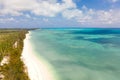 Large tropical island white sandy beach, view from above. Seascape, nature of the Philippine Islands Royalty Free Stock Photo