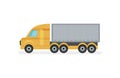 Large truck with metal container, side view. Heavy transport. Motor vehicle. Flat vector design Royalty Free Stock Photo
