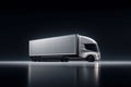 Large truck with a modern sleek design isolated on a dark background. AI-generated. Royalty Free Stock Photo
