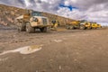 Large trucks in an open pit mine Royalty Free Stock Photo