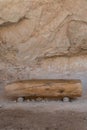 Large Trunk Bench Near Stone Wall Royalty Free Stock Photo