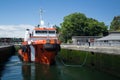 Large tugboat firefighting ship at Ballard Locks Royalty Free Stock Photo