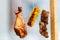 Large a Turkey leg and grilled corn grill Royalty Free Stock Photo