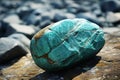 Large turquoise stone among natural rock