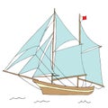 Large two-masted sailing ship at sea